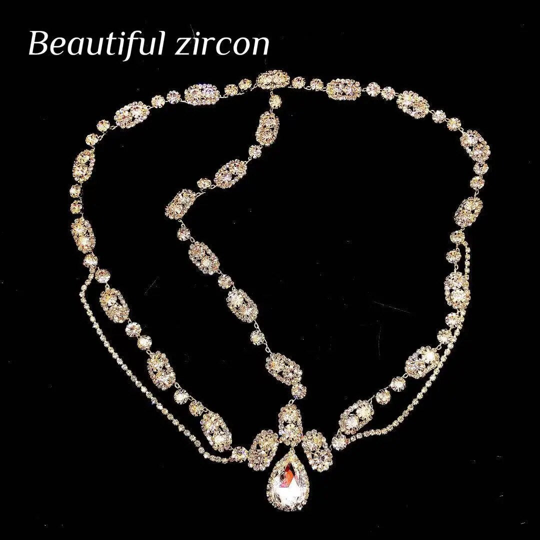 Crystal forehead with Wedding Bridal Hair chain headdress women's shiny Rhine Stone Bridal Wedding Hair Jewelry