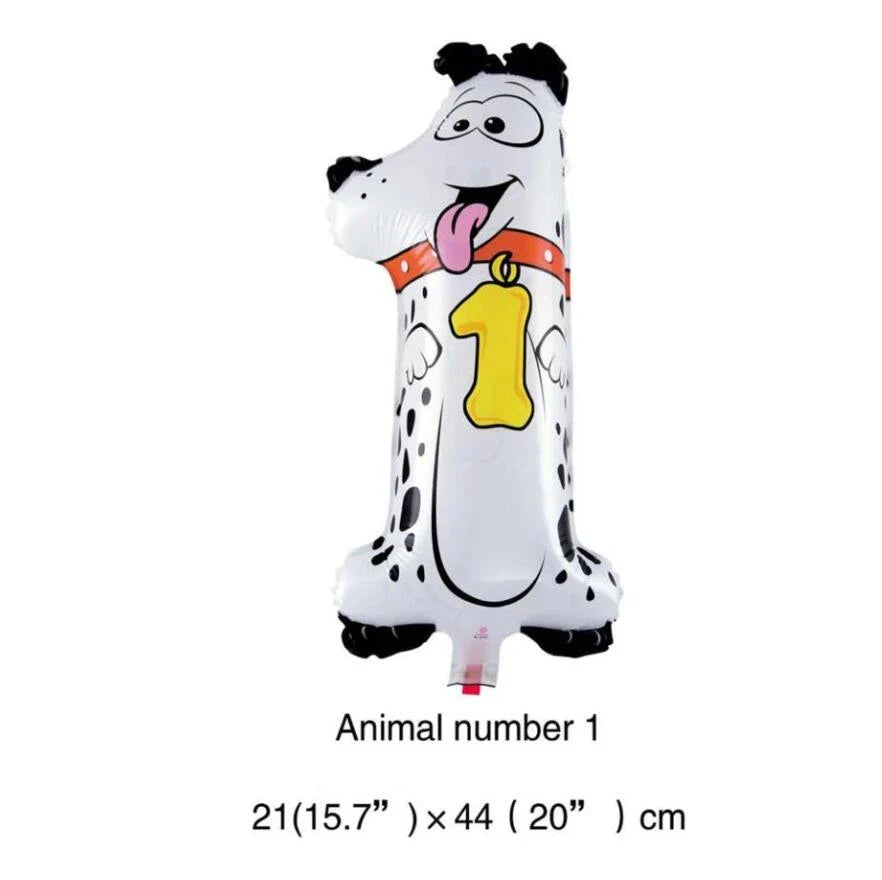 1PC 16inch Animal Digital Foil Balloons Party Decoration Happy Birthday Number Ball Decoration Ballon Gift Party Supplies