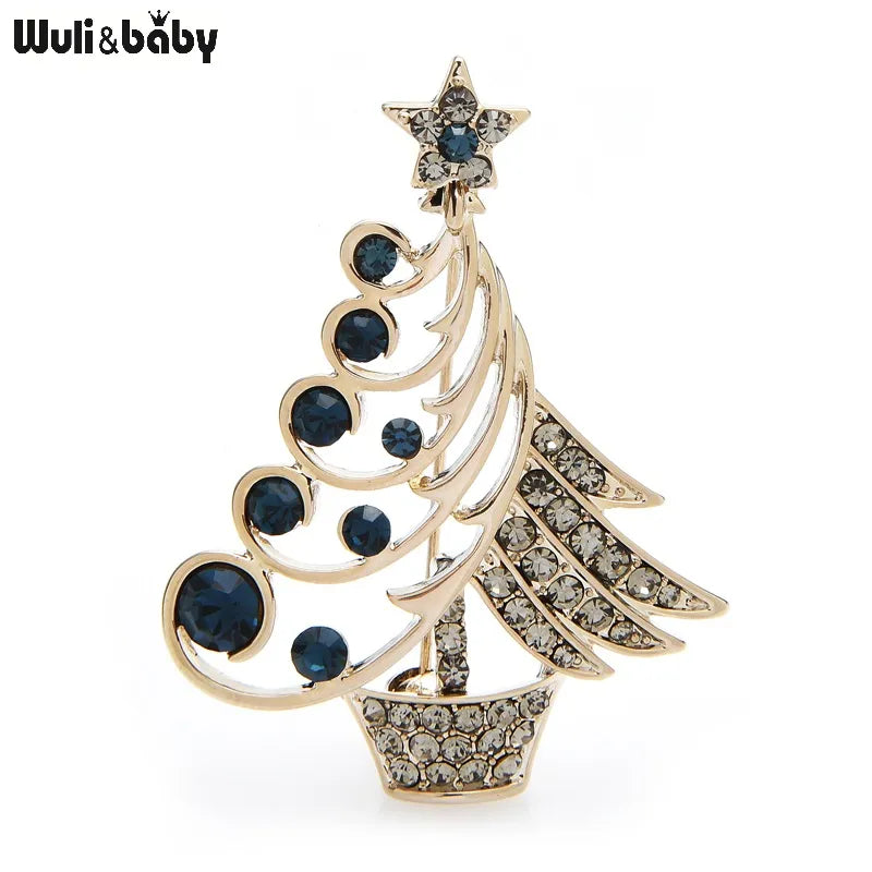Rhinestone Christmas Tree Brooches 2-color