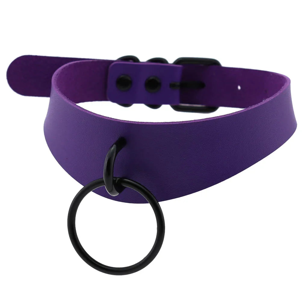 Emo Purple Goth Punk Leather Choker Necklaces Women Men Harajuku Black Rivet Metal Chian Necklace Halloween Cosplay Y2K Jewelry