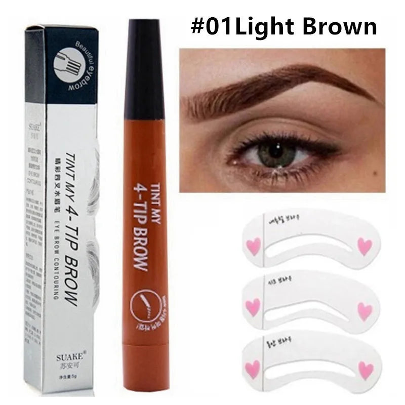 5 Colors Dark Brown 4 Point Liquid Eyebrow Pencil Microblading Waterproof Eyebrow Pencil Tattoo Eyebrow Pen Makeup