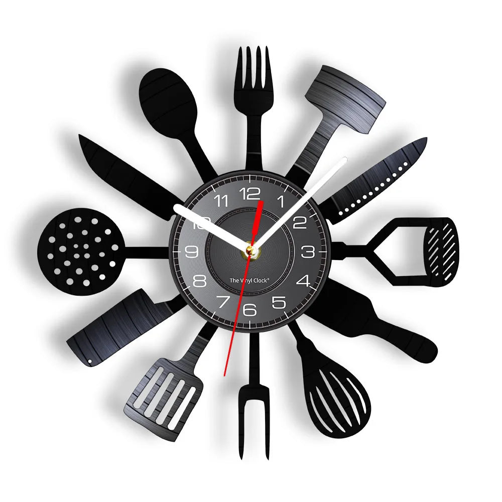 The Kitchen The Heart Of The Home Inspired Vinyl Record Clock, Modern Design Wall Decor Noiseless.