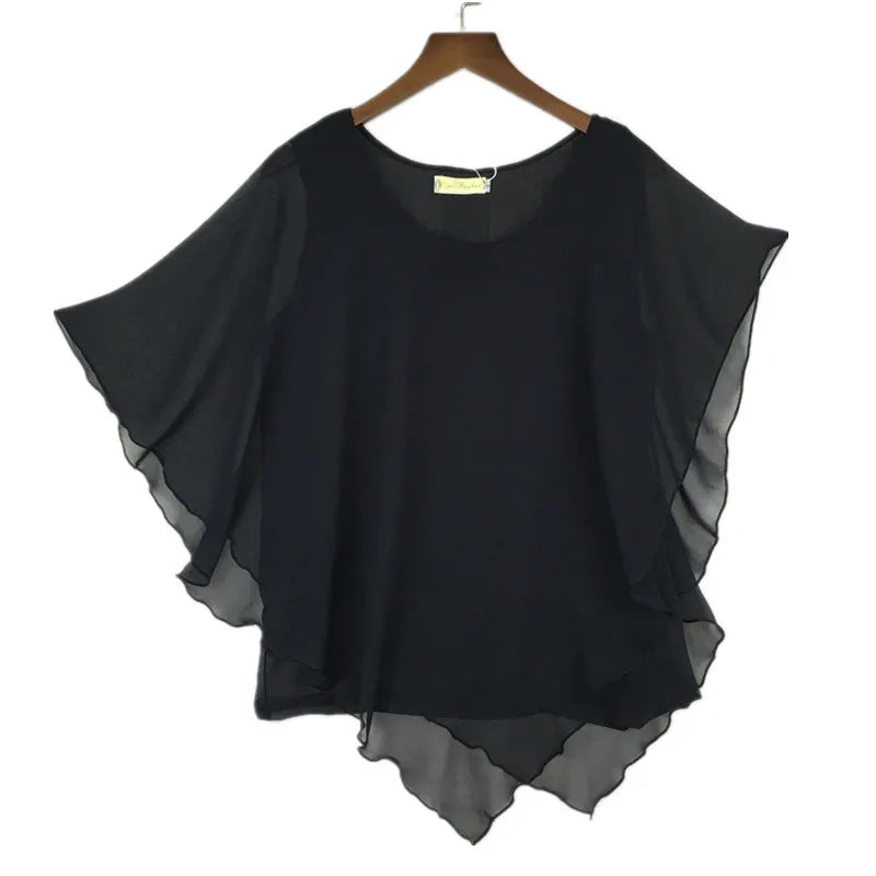 2024 Summer  women Chiffon casual Blouses & shirts blusas,batwing sleeve women chiffon shirt wome clothing