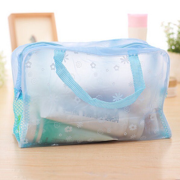 Waterproof Women Swimming Bags Floral Print Transparent Makeup Cosmetic Bag Zipper Traveling Toiletry Bathing Storage Pouch