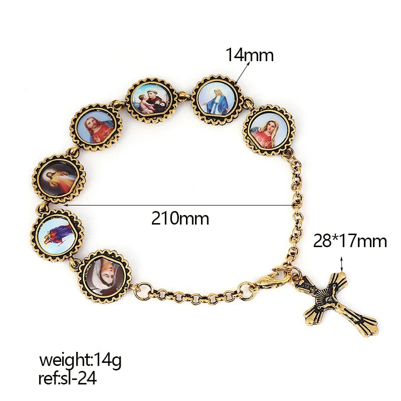Jewelry 2020 Trend The Heart of Jesus Bracelet Crucifixion Statue Bracelet Christmas Present Catholic Gifts Virgin Mary