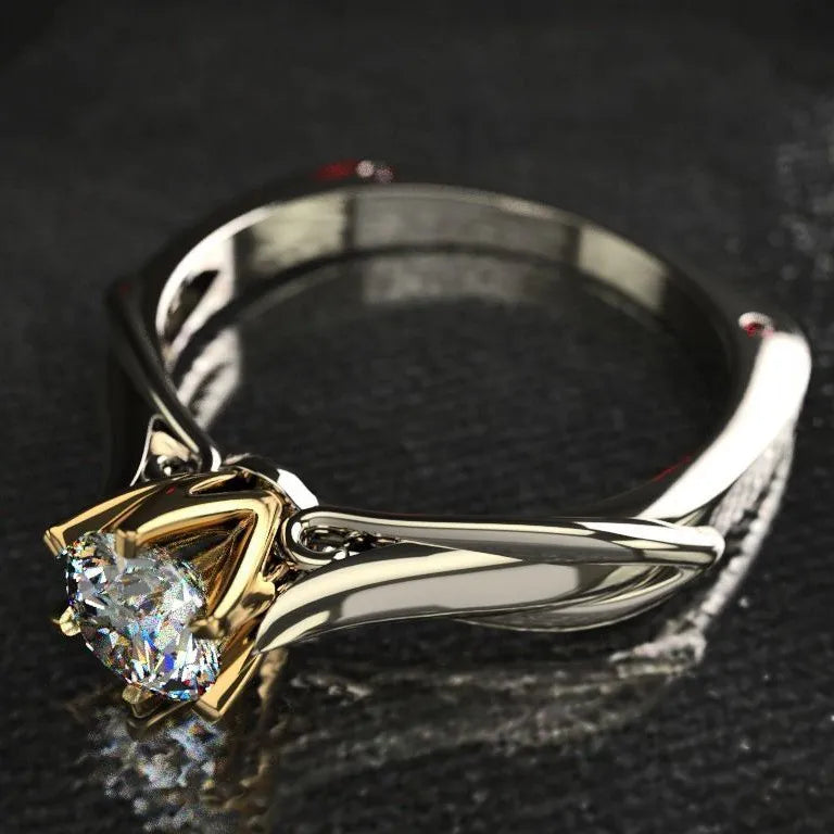 18K Multi Gold Plated Ring for Women Natural 1 Carat Diamond Cut Gemstone