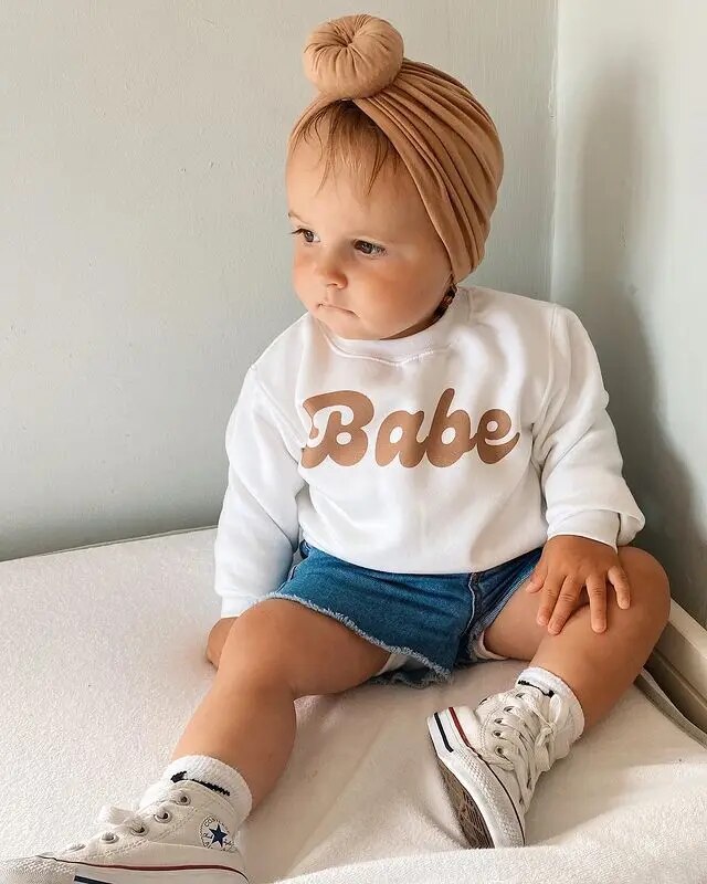 FOCUSNORM 4 Colors Lovely Baby Girls Boys Sweatshirt Tops Outfits 0-3Y Letter Printed Long Sleeve Pullover Outwear