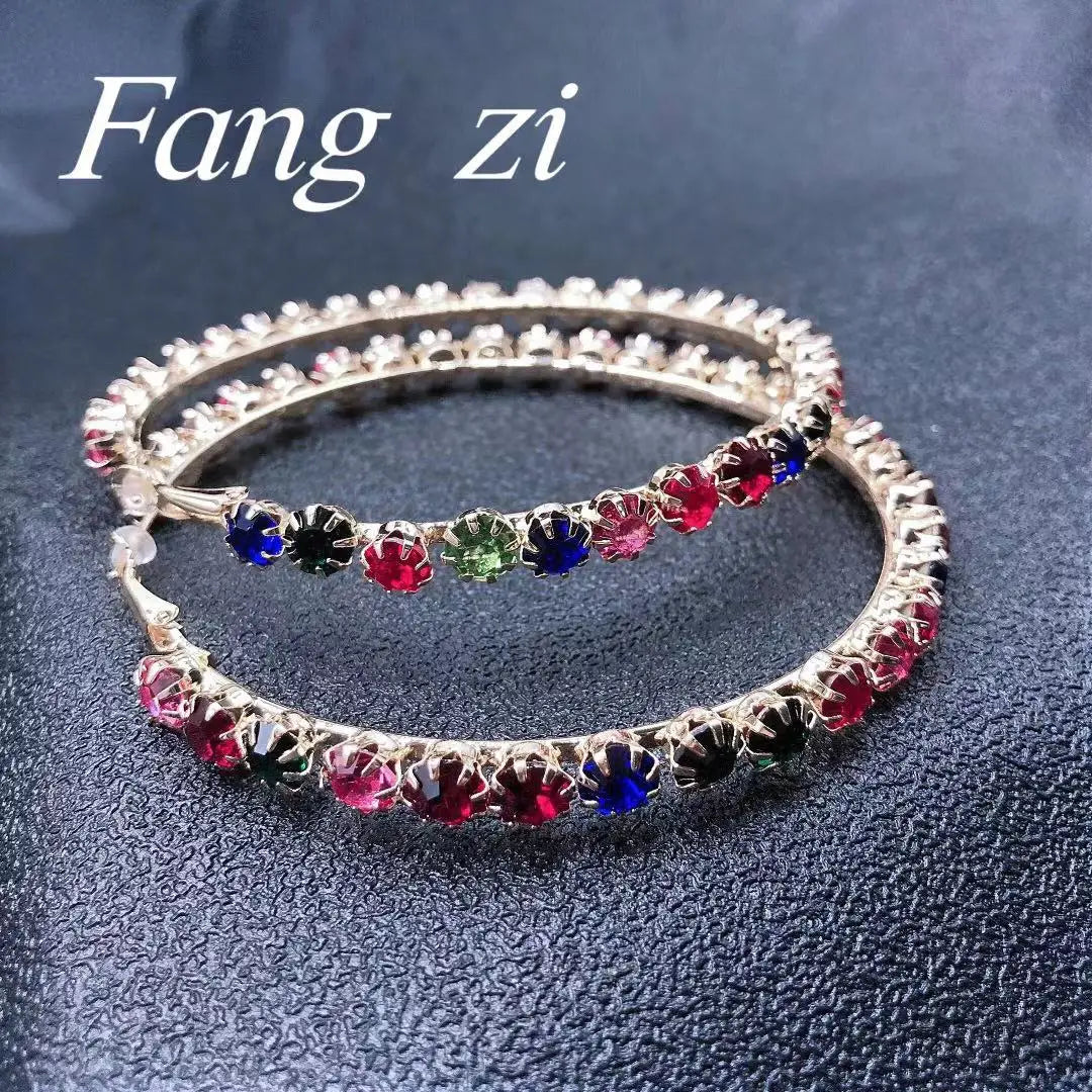 New exquisite fashion earrings jewelry geometric design round single row Rhinestone Earrings for her gift