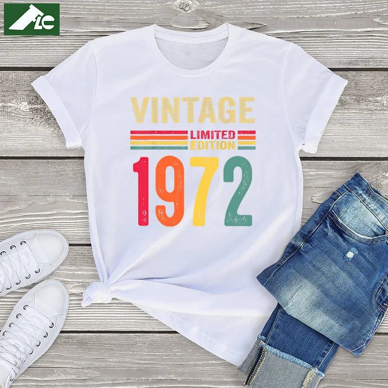 50 Year Old Gifts Vintage 1972 Limited Edition 50th Birthday T Shirt Cotton women's Tops Fashion Unisex Casual Female T Shirt