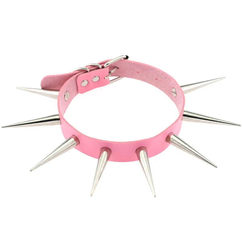 Red Long Spike Choker Punk Collar Women Men Rivets Studded Chocker Necklace 2021 Fashion Goth Jewelry Metal Gothic Accessories