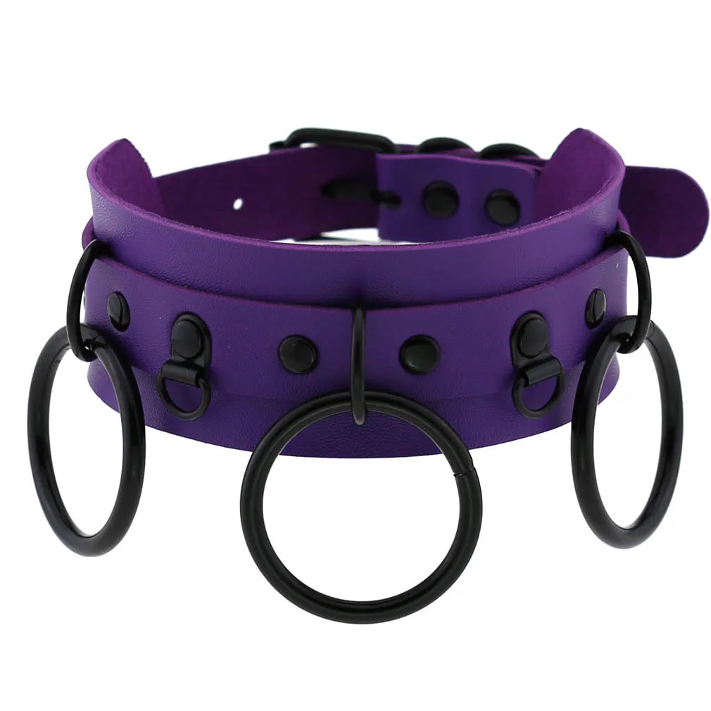 Emo Purple Goth Punk Leather Choker Necklaces Women Men Harajuku Black Rivet Metal Chian Necklace Halloween Cosplay Y2K Jewelry