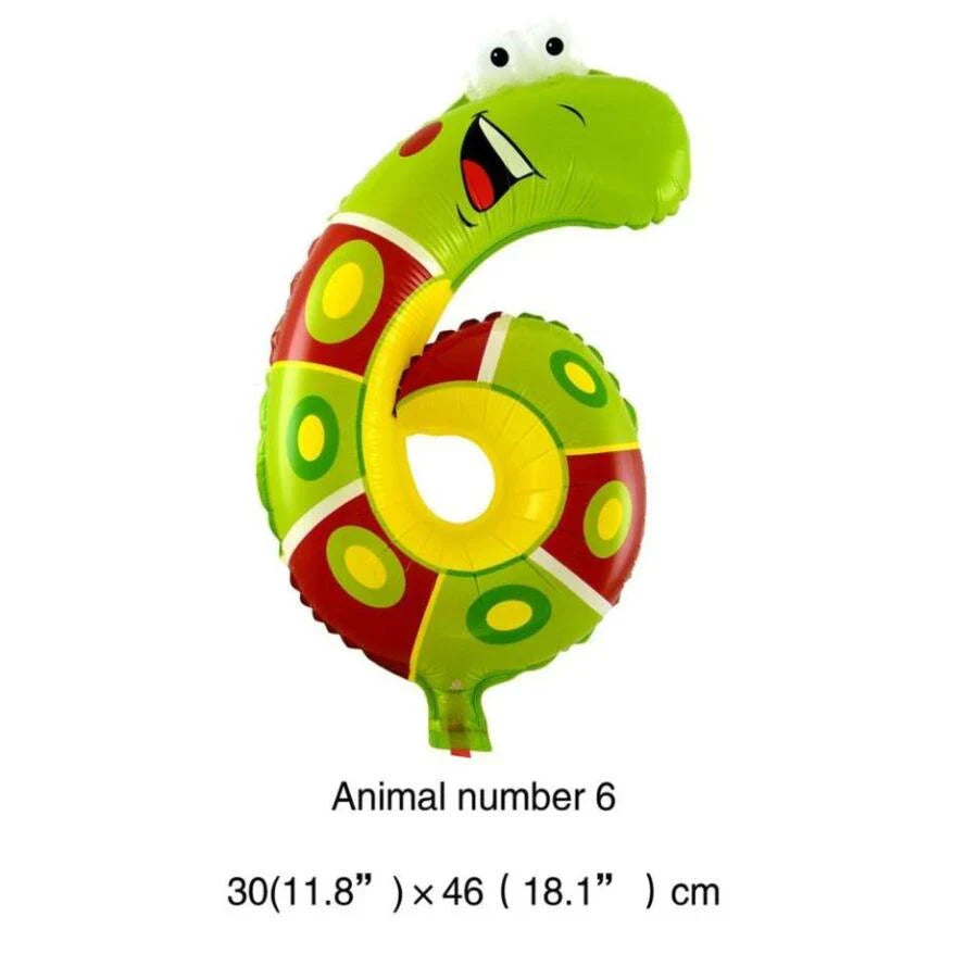 1PC 16inch Animal Digital Foil Balloons Party Decoration Happy Birthday Number Ball Decoration Ballon Gift Party Supplies