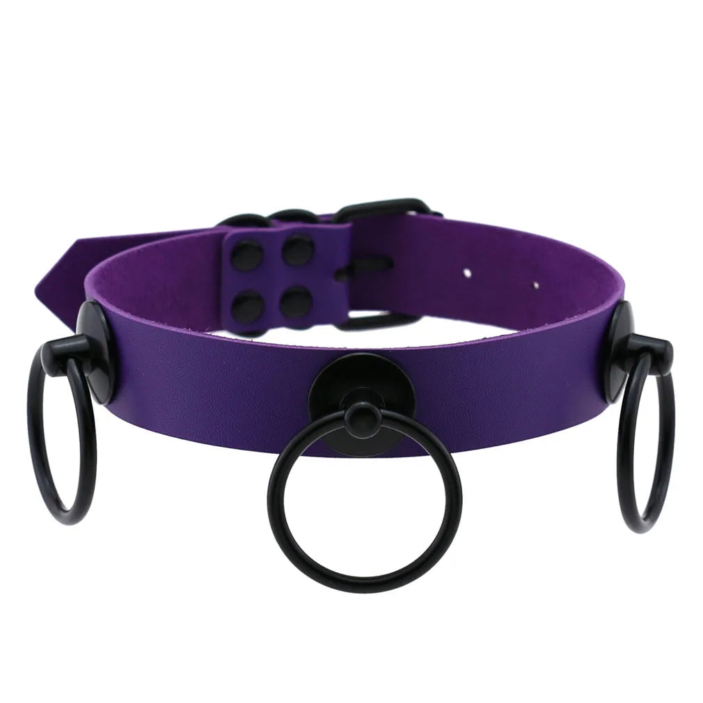 Emo Purple Goth Punk Leather Choker Necklaces Women Men Harajuku Black Rivet Metal Chian Necklace Halloween Cosplay Y2K Jewelry