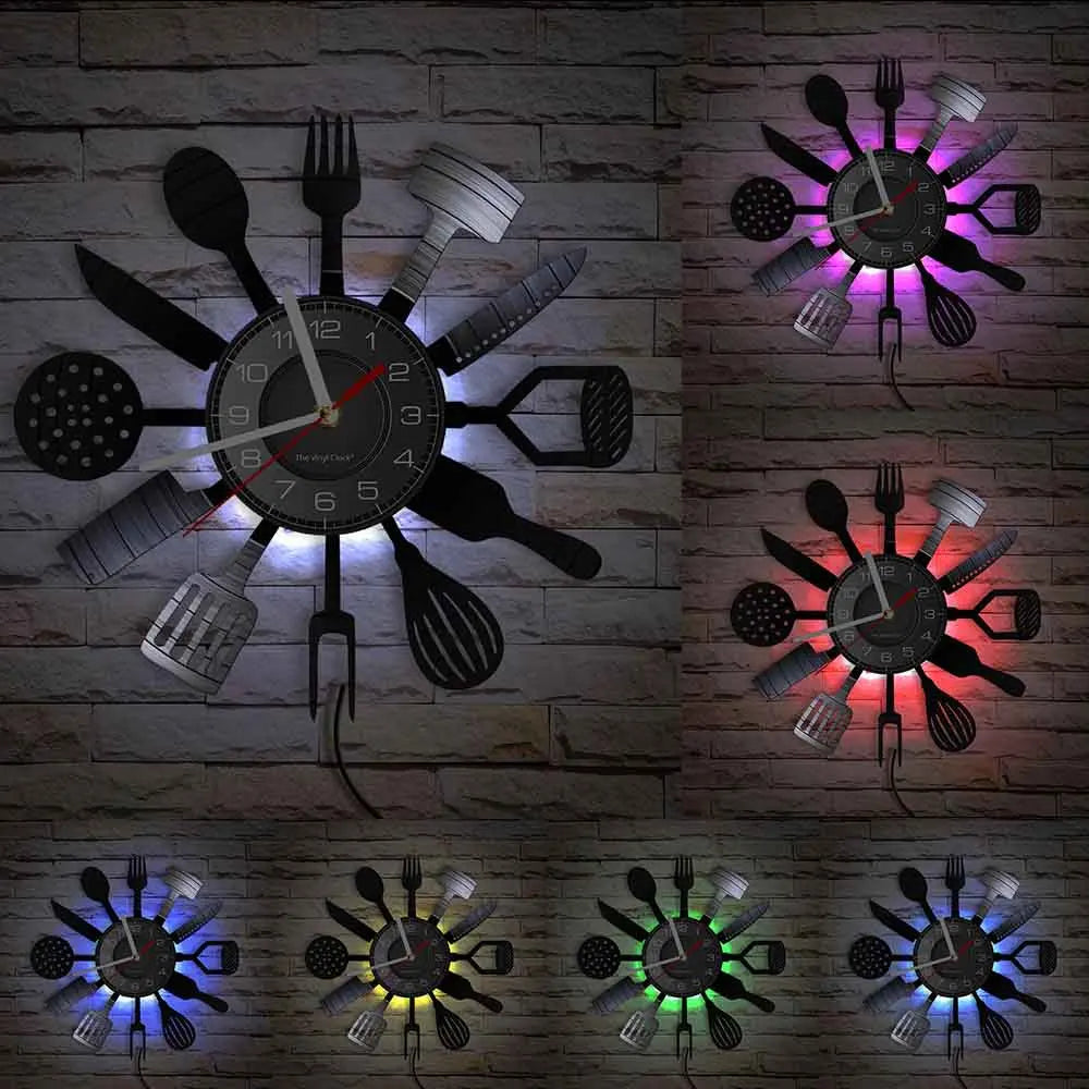 The Kitchen The Heart Of The Home Inspired Vinyl Record Clock, Modern Design Wall Decor Noiseless.
