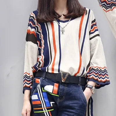 S-6XL Women's Spring Large Size Two-piece 2023 New Fashion Loose High Waist Printing Set Female High-end Shirt + Jeans Two-piece