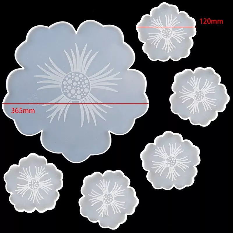 Flower Tea Cup Pad Molds Set DIY Handmade Crystal Big Flower Plate Clay Epoxy uv Resin Mold Silicone Craft Mold Art Home Decorat