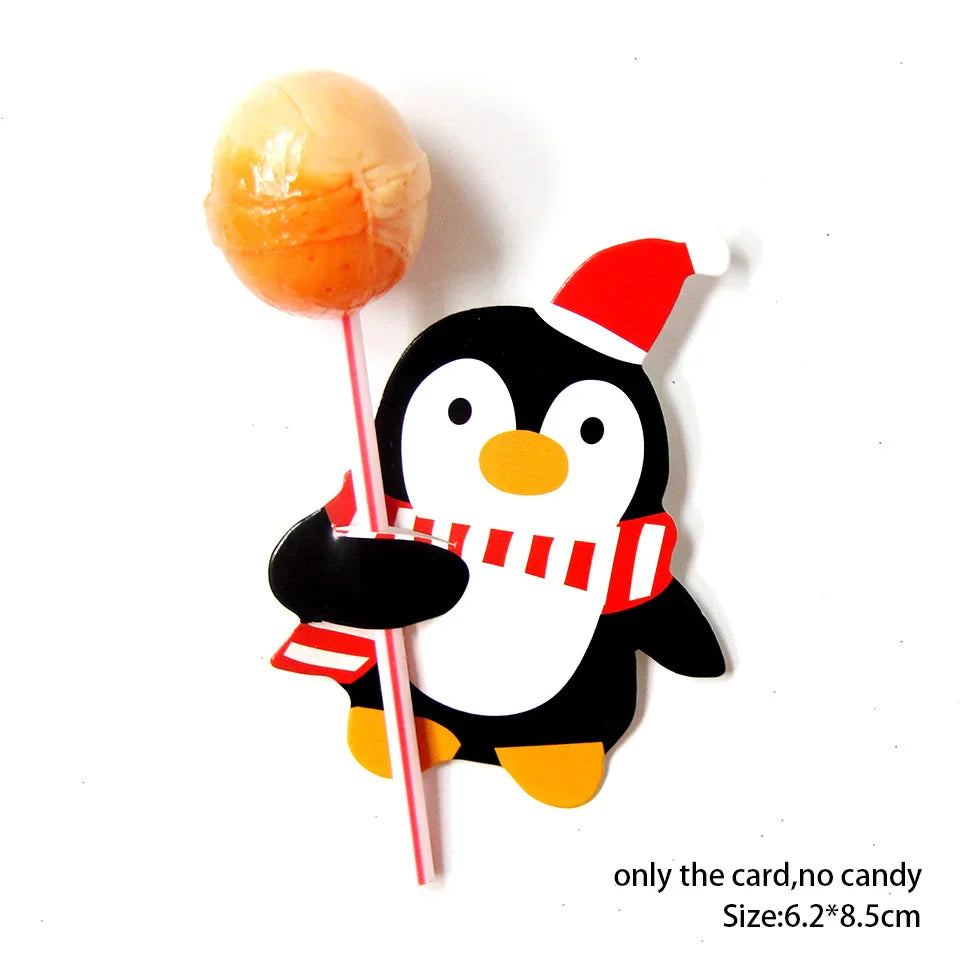 20/50PCS Christmas Candy Package Card Cartoon Snowman Santa Deer Lollipop Holder for Xmas Kids Gift Home DIY Party Decoration