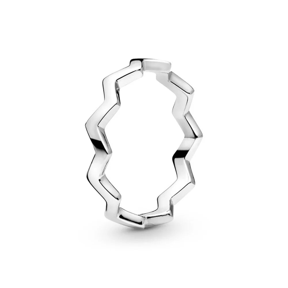 925 Sterling Silver Ring Charms Rose Gold Stripe Design Round Ball Diy Crystal Flower Finger Ring for women pandora Jewelry