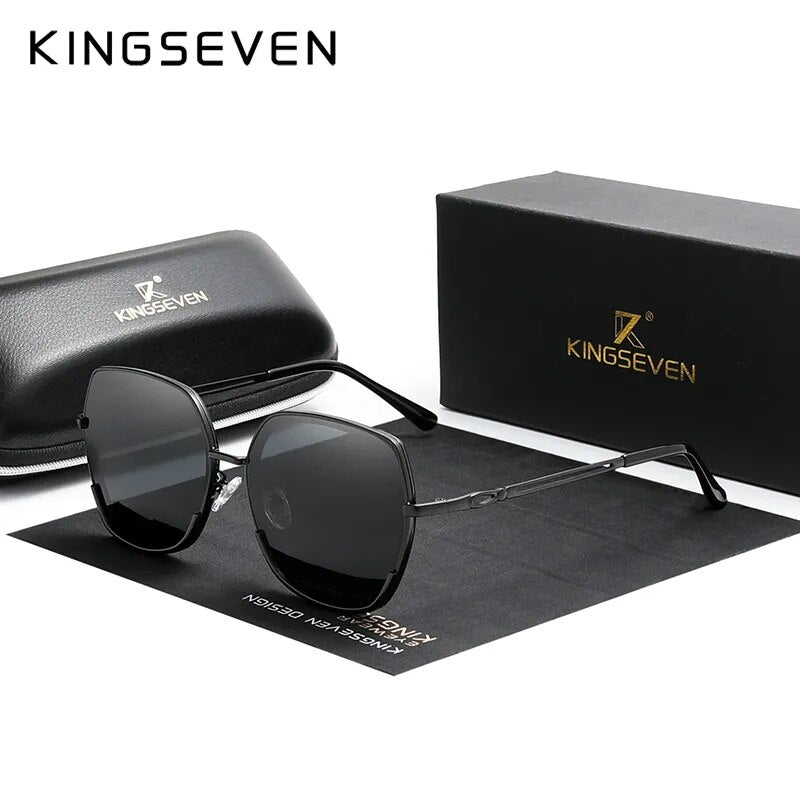 KINGSEVEN Women's Sunglasses Polarized Gradient Lens Luxury Ladies Butterfly Design Stainless Steel Sun glasses Accessories