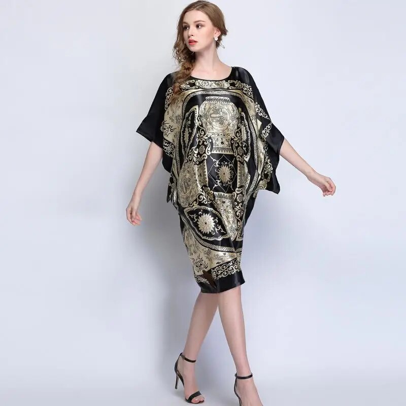 Summer Women Nightgown Print Sleepwear Night Bath Dress Gown Satin Sleep Shirt Sexy Nightshirt Home Clothes Intimate Lingerie