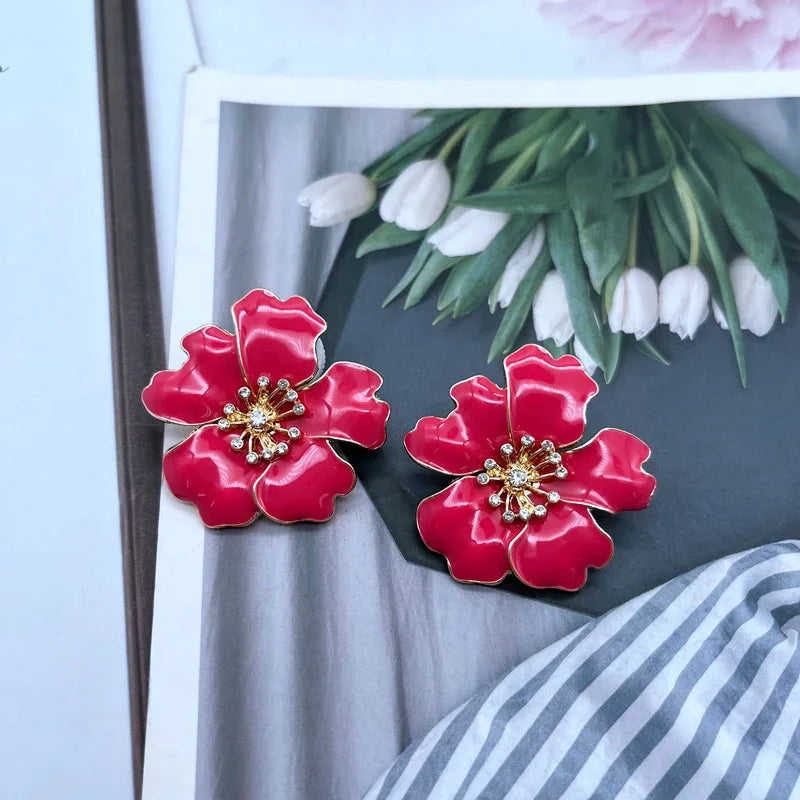Statement Stud Earrings Alloy Dirp Glaze Brincos Party Wedding Accessories For Women's Jewelry