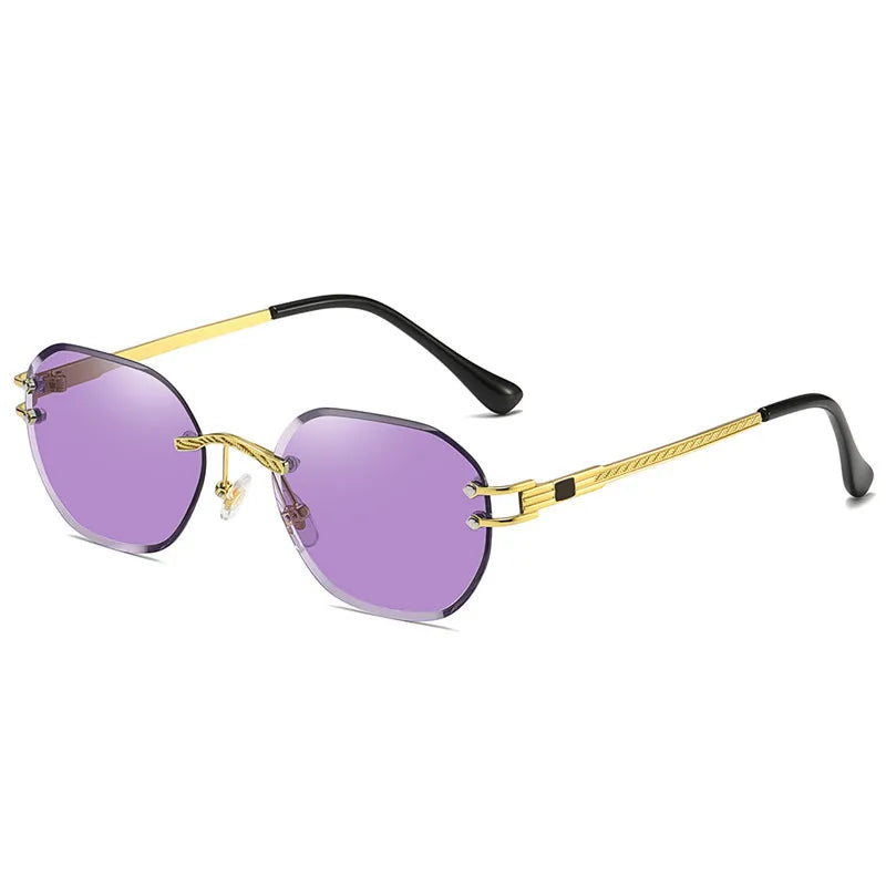 Blue Sunglasses Frameless Rimless Men 2021 High Quality Square Metal Sun Glasses Women Mirror Sea Summer Style