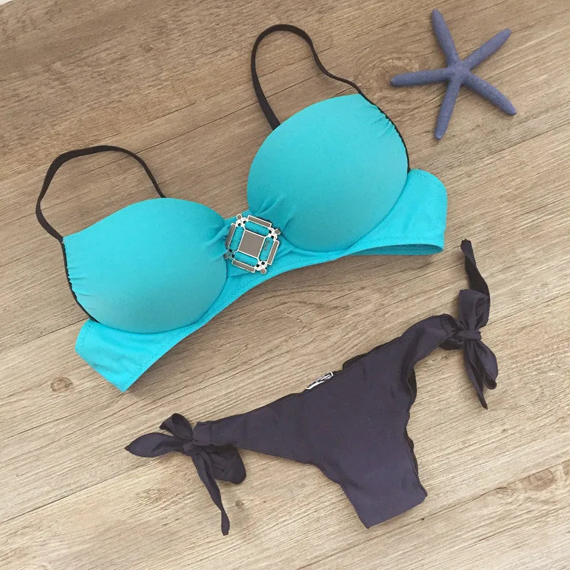 New Bandage Beach Strapless Swimwear Bikinis 2023 Women Swimsuit Sexy Brazilian Bikini Set Falbala Biquini Bathing Suits 485