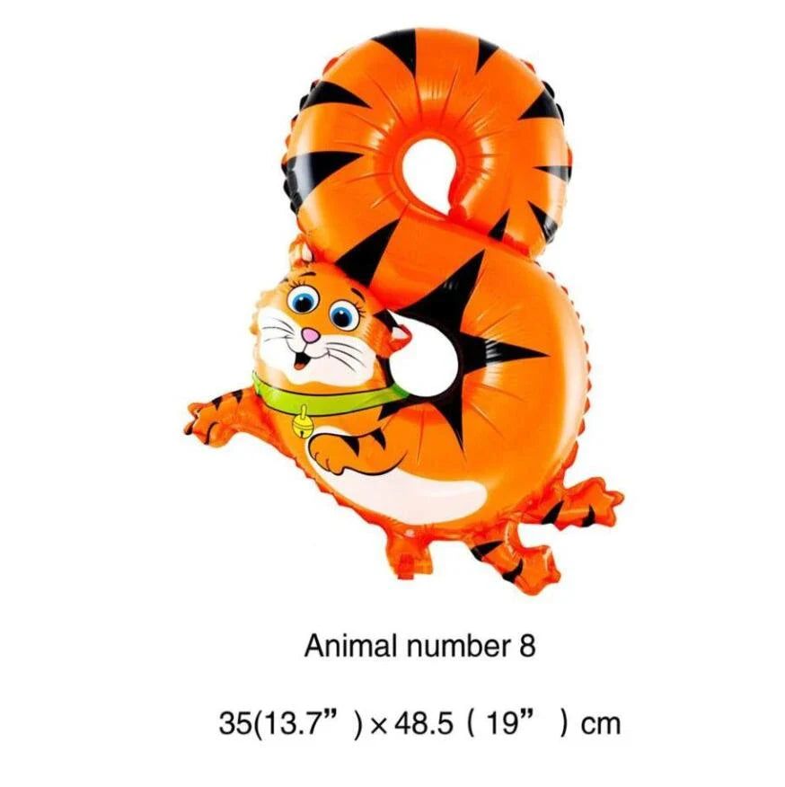 1PC 16inch Animal Digital Foil Balloons Party Decoration Happy Birthday Number Ball Decoration Ballon Gift Party Supplies