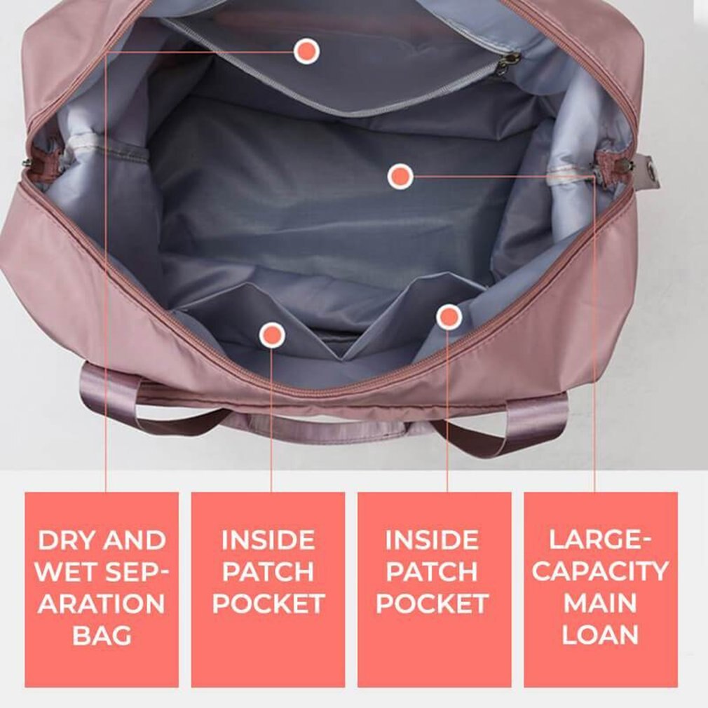 Large Capacity Folding Travel Bags Waterproof Tote Handbag Travel Duffle Bags Women Multifunction Dry&amp;wet Separation Bag