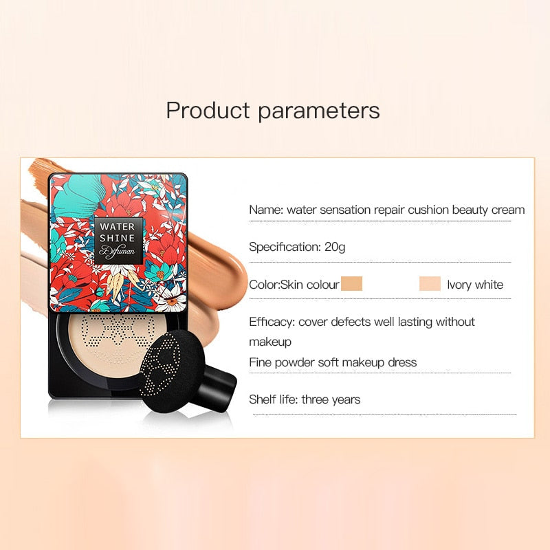 Air Cushion Mushroom Head CC Cream Concealer Whitening Concealer Moisturizing BB Cream Makeup  Up with Mushroom Puff TSLM1
