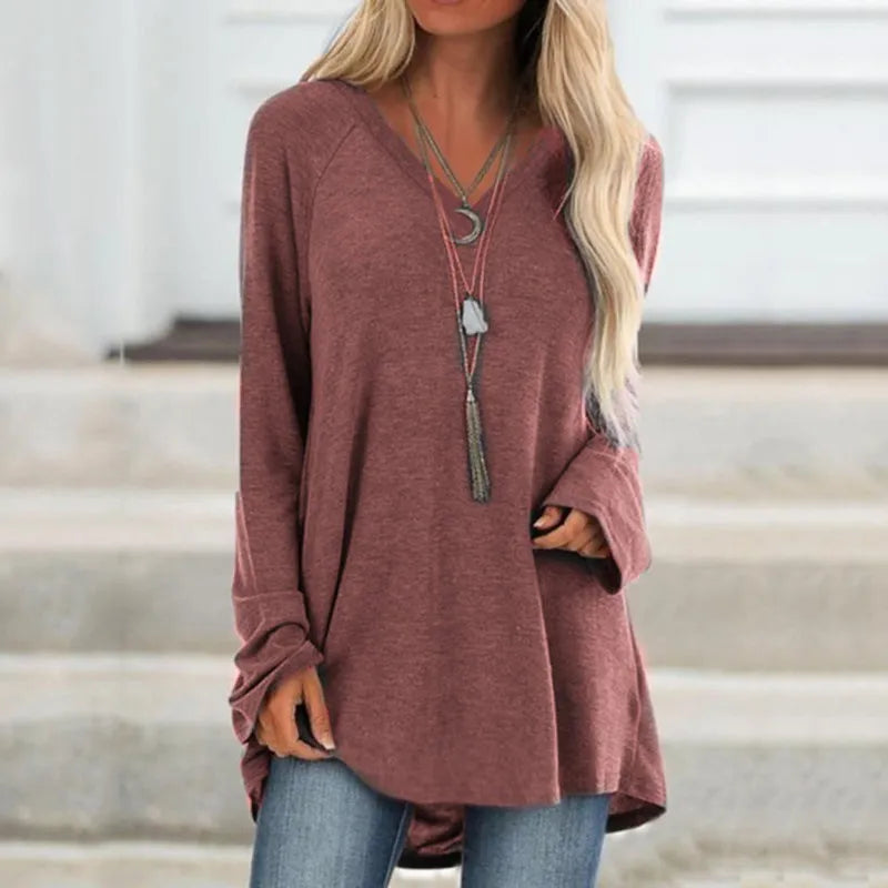 Female Clothes New Spring Autumn S-8XL Oversized T-shirt Solid Long Sleeve Loose Cotton Casual Harajuku Tunic Tees Top Women's