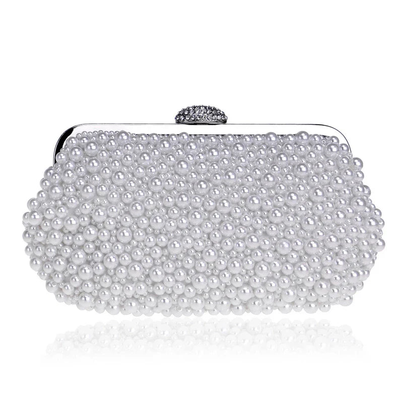 SEKUSA Beded women evening bags diamonds shell lady small day clutches party dinner wedding bridal hollow pearl handbags purse