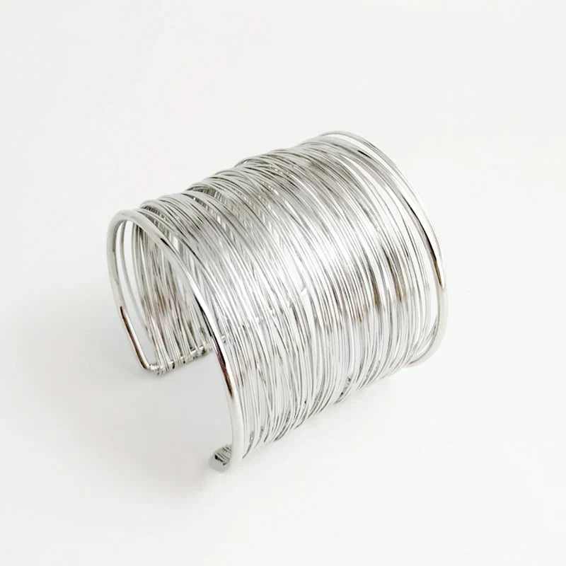 Exaggerated Wire Mesh Open Wide Bracelet Ins Small Fashion Net Red Metal Bracelet Women's Jewelry Charm Bracelets for Women