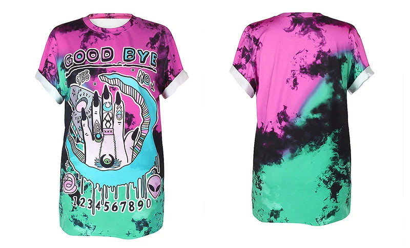 PLstar Cosmos 2019 Summer New Women T Shirt Fashion Punk Tops STAY WEIRD Printing Loose Short Sleeve Streetwear Hip Hop tshirt