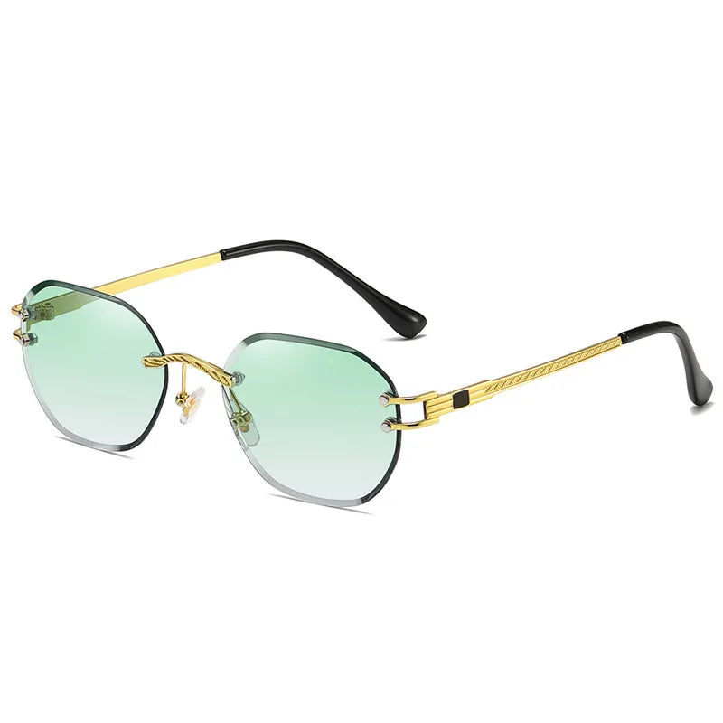 Blue Sunglasses Frameless Rimless Men 2021 High Quality Square Metal Sun Glasses Women Mirror Sea Summer Style
