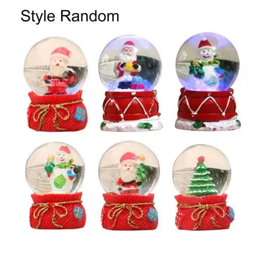 Glass Snow Globe Exquisite Glowing Crafts Christmas Tree Santa Claus Snowman Glass Ball 3D Cartoon Christmas Ornaments