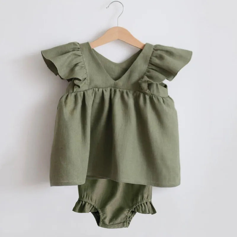 Newborn Girls Summer Clothes Linen Striped Baby Girl Dress For 0-3Y Toddler Girls Clothes Baby Birthday Party Dress