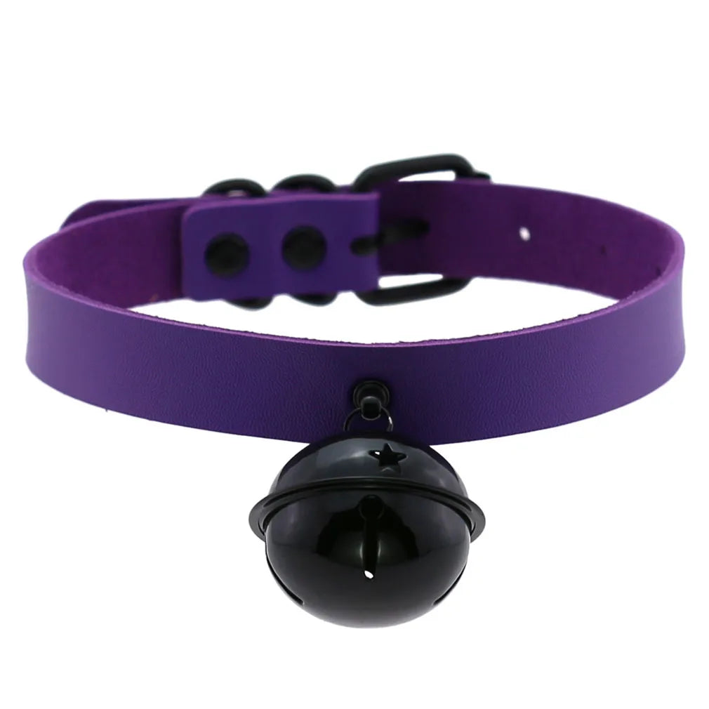 Emo Purple Goth Punk Leather Choker Necklaces Women Men Harajuku Black Rivet Metal Chian Necklace Halloween Cosplay Y2K Jewelry