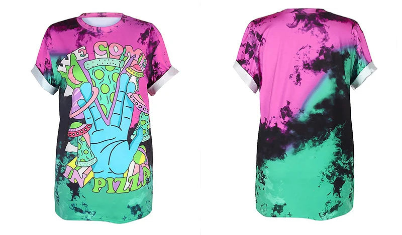 PLstar Cosmos 2019 Summer New Women T Shirt Fashion Punk Tops STAY WEIRD Printing Loose Short Sleeve Streetwear Hip Hop tshirt