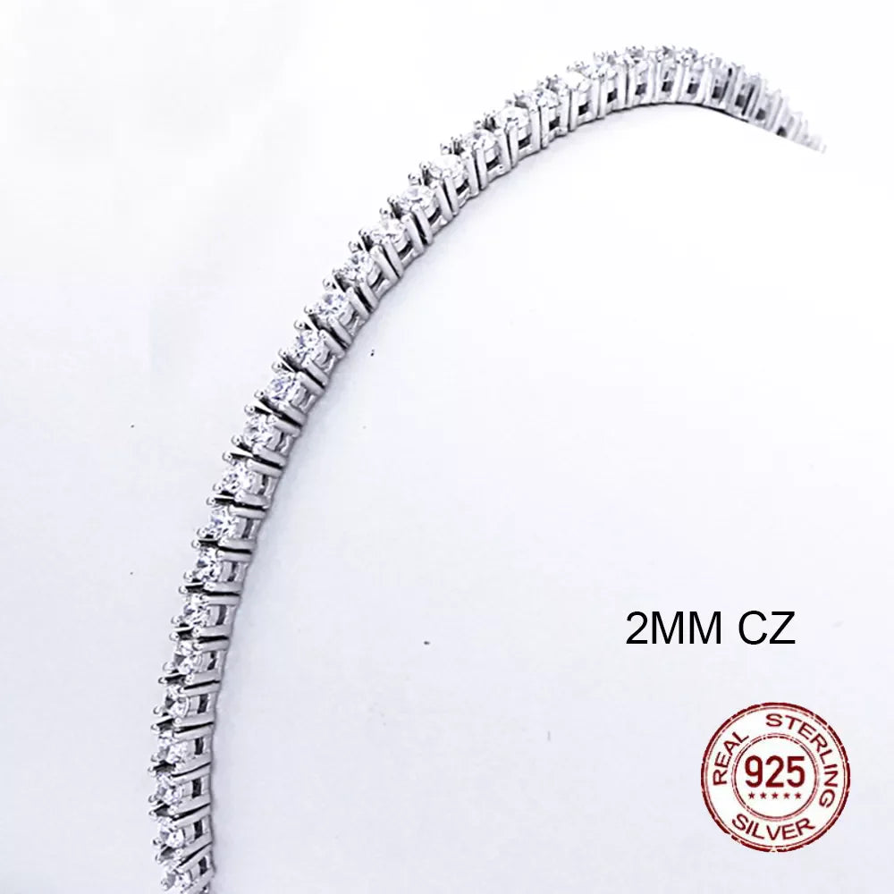 Pure Silver Of 16-20.5CM Tennis Bracelet Jewelry 2-4mm 5A CZ Eternal Gift For Wife Stunning Real 925 Jewellery