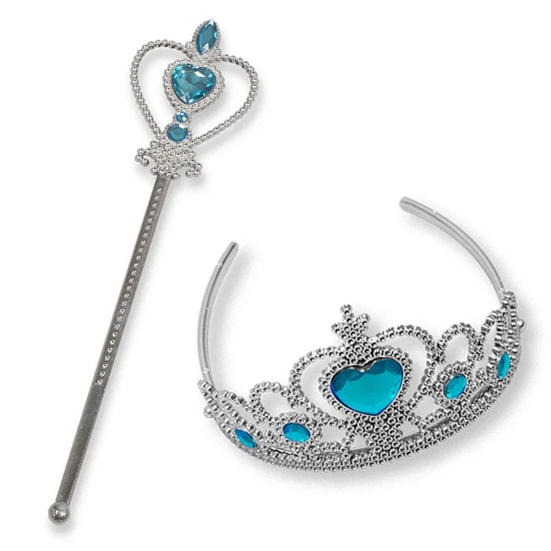 Girls Elsa  Kids Princess Accessories Set 2Pcs Crown Crystal Magic Stick for Child Cospaly Performance Costume Birthday Gifts