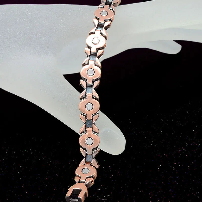 Escalus Women's Classic Health Copper Plating Bracelet for Women Colorful Stones Magnetic Fashion Ladies Bangle Bio Jewelry