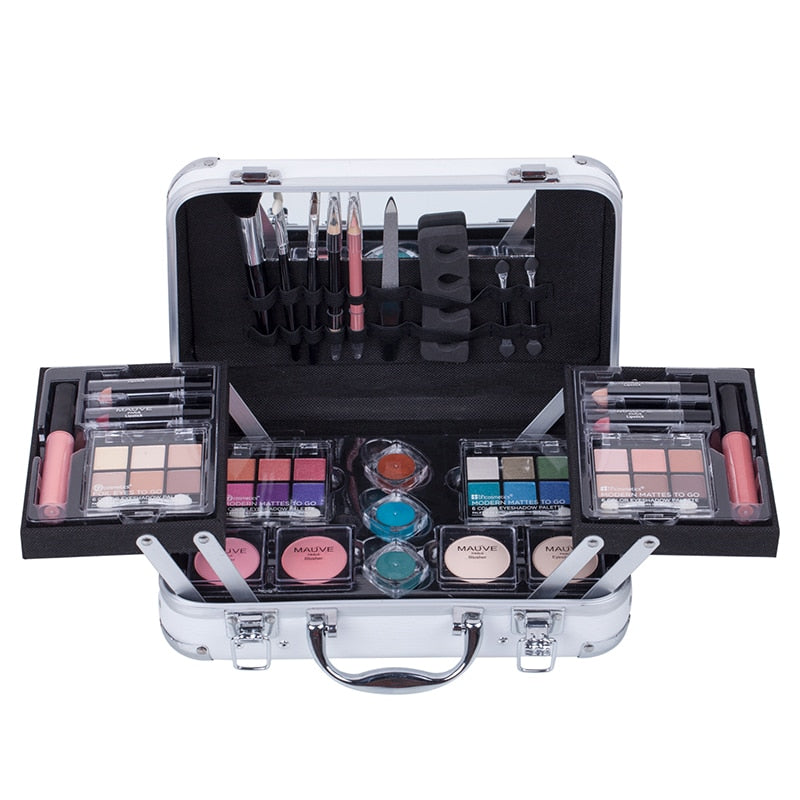 DUER LIKA White Portable Professional 24 Color Eyeshadow Blush Cosmetic Foundation Face Powder Makeup Sets Eye Shadows Palette