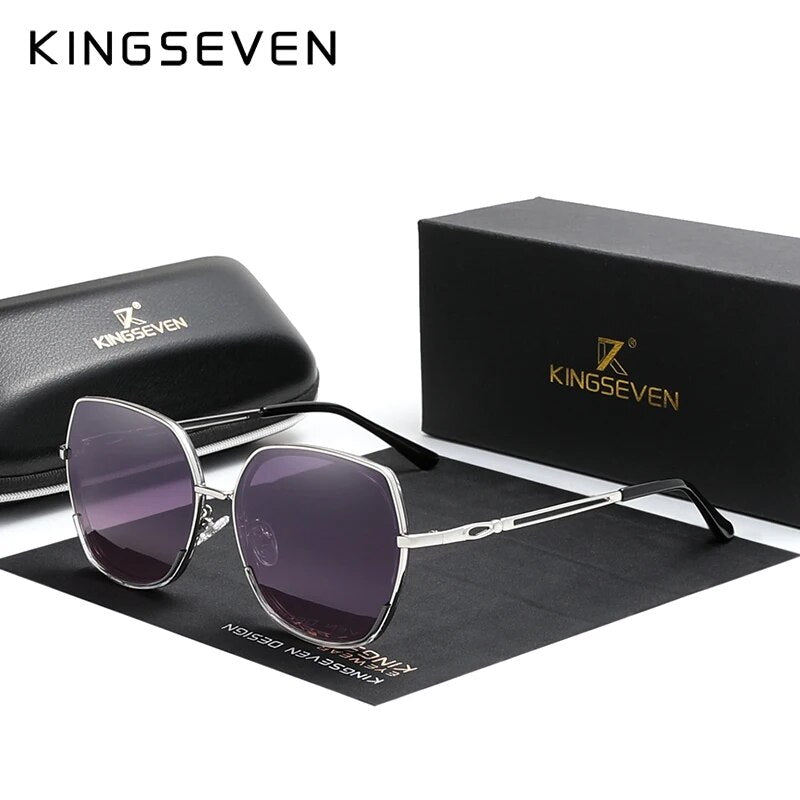 KINGSEVEN Women's Sunglasses Polarized Gradient Lens Luxury Ladies Butterfly Design Stainless Steel Sun glasses Accessories