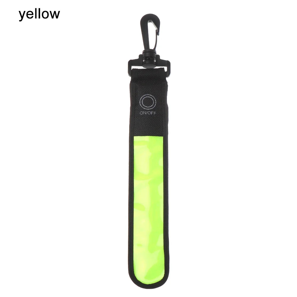 1Pc LED Glowing Luminous Reflective Safety Alert Hand Strap Wristband Bicycle Armband Light Backpack Hanging Light Night Running