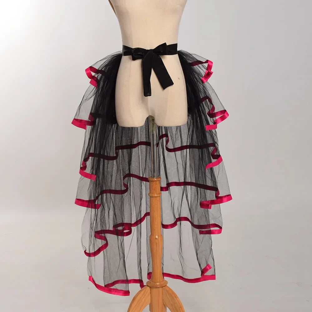 Steampunk Skirt Ruffles Tulle Overskirt Women Lady Gothic Punk Sexy Lolita Cocktail Party Puffy Mermaid Overskirts