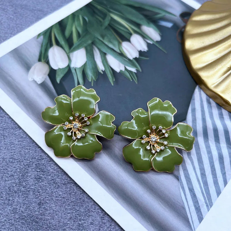 Statement Stud Earrings Alloy Dirp Glaze Brincos Party Wedding Accessories For Women's Jewelry