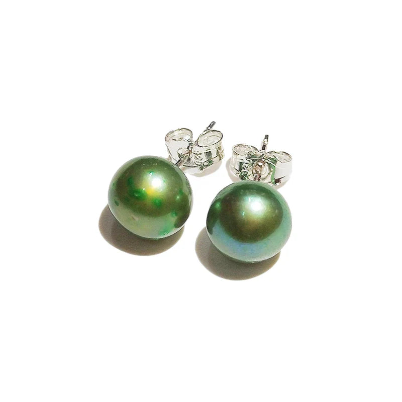 925 Sterling Silver Stud Pearl Earring 7-8mm High Luster White Pink Blue Pearl Earrings for Valentine's day Mother's Day Gift