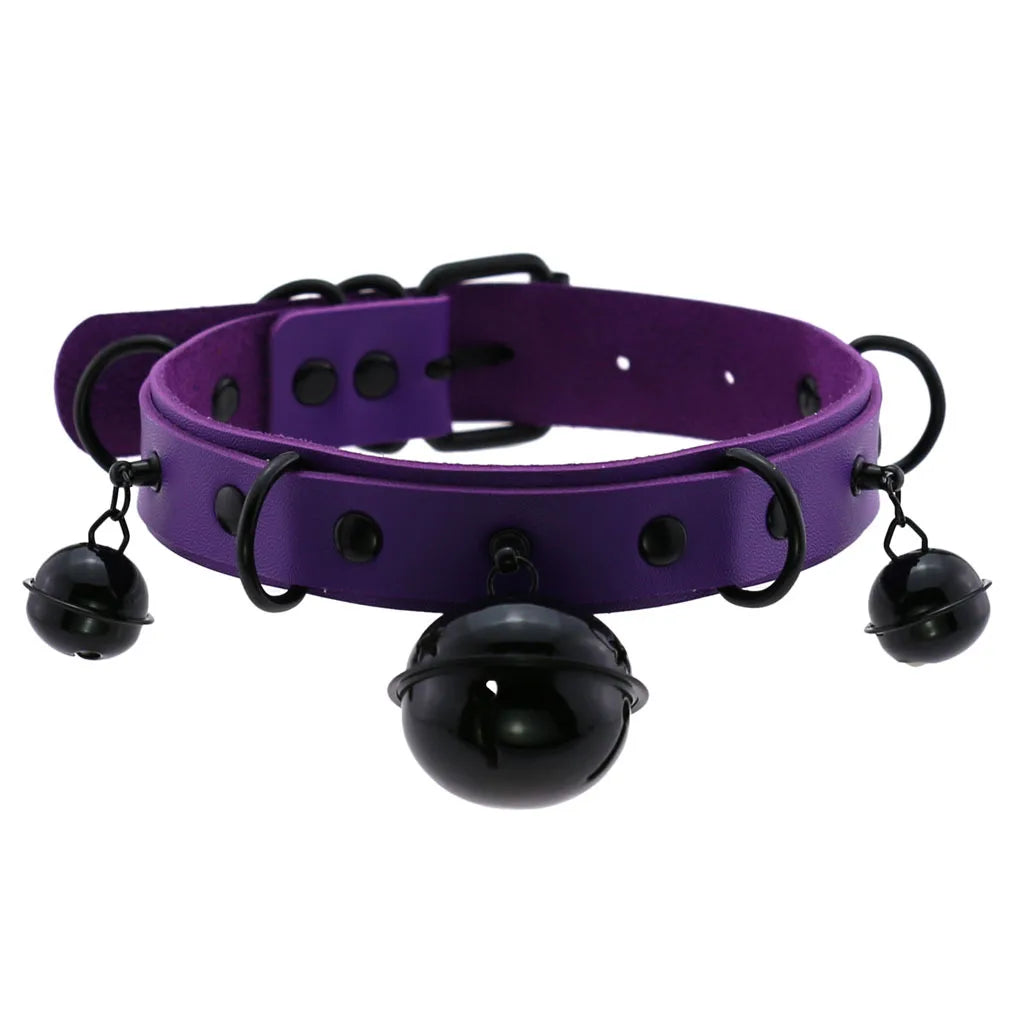 Emo Purple Goth Punk Leather Choker Necklaces Women Men Harajuku Black Rivet Metal Chian Necklace Halloween Cosplay Y2K Jewelry