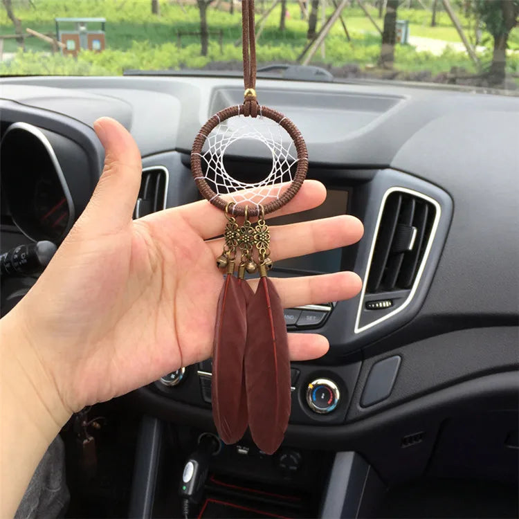 5cm Diameter small dream catcher indian feather dream catchers with jingle bells car home hanging best gift craft